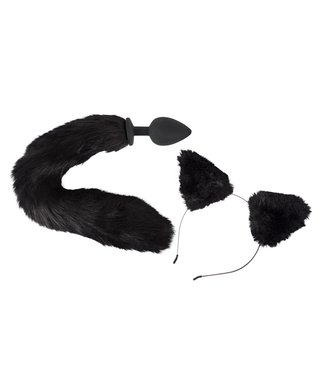 Bad Kitty Pet Play Tail Plug & Ears komplekt - Must