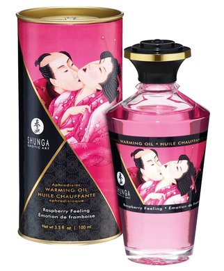 Shunga šildomasis afrodiziakų masažinis aliejus (100 ml) - Avietė