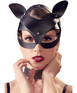 Bad Kitty black faux leather cat mask - Juoda