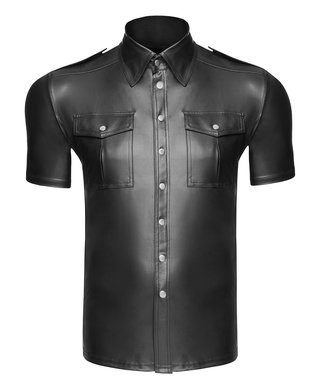 Noir Handmade melns matēta auduma krekls ar īsām piedurknēm - S
