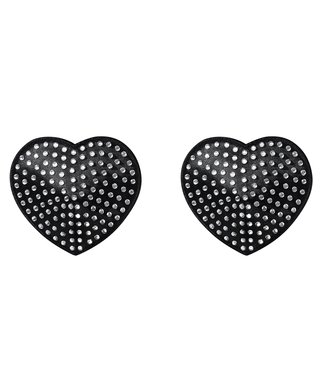 Obsessive black heart-shaped rhinestone pasties - Black