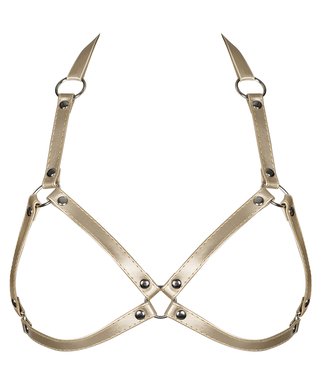 Obsessive gold-coloured leatherette harness - S-L