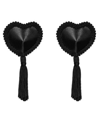Obsessive black heart-shaped pasties with tassels - Black