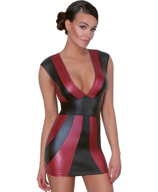 Cottelli Lingerie black & red striped matte look mini dress - S