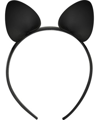 Coquette black leatherette cat ears headband - Black