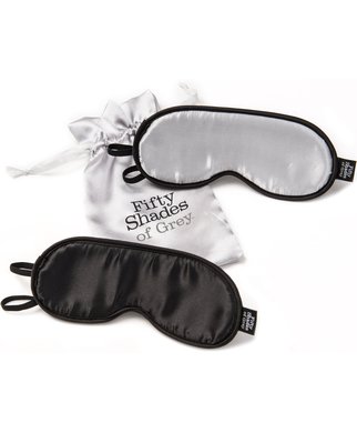 Fifty Shades of Grey No Peeking Soft Twin Blindfold Set - Black/grey