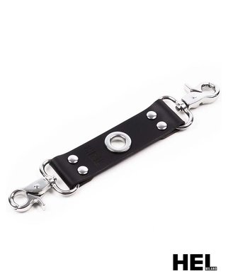 HEL Milano 17 cm long Leather Connector with Snap Hooks - Black