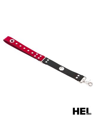 HEL Milano short leather leash - Black/red