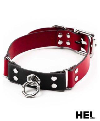 HEL Milano Leather Collar in Red & Black - XS
