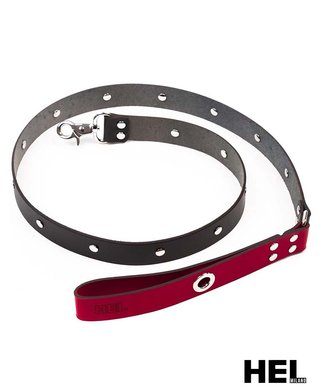 HEL Milano Leather Rivet Leash - Black/red