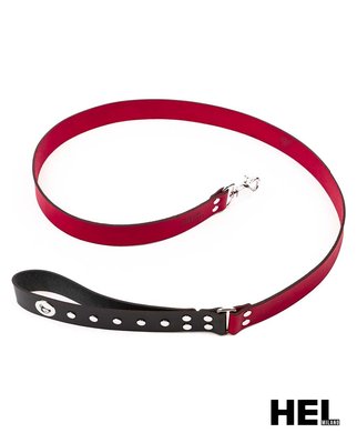 HEL Milano Leather Leash with Rivet on the Handle - Red/black