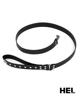 HEL Milano Leather Leash with Rivet on the Handle - Black