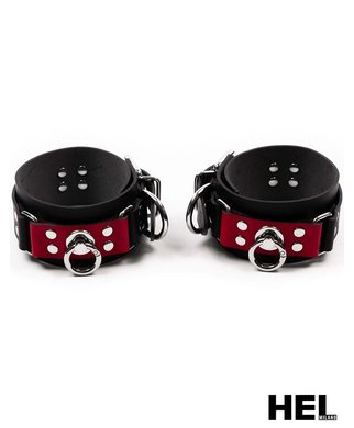 HEL Milano Leather Wrist/Ankle Cuffs in Red & Black - S