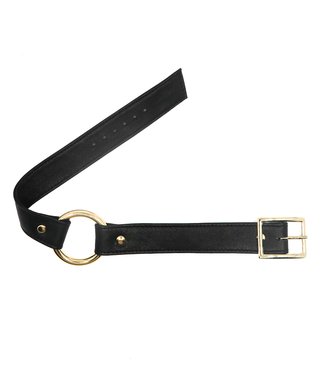 SexyStyle black leather choker - Gold-colored