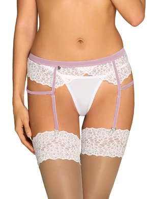 Obsessive Lilyanne white lace garter belt - S/M