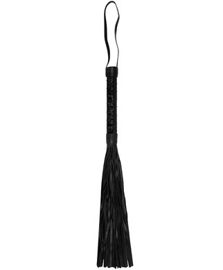 Ouch! black faux leather flogger with embossed handle - Black