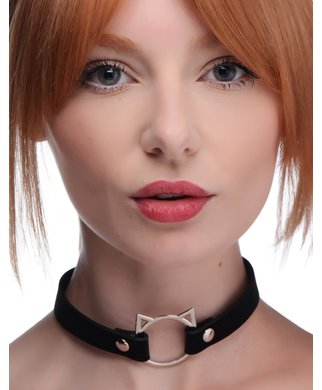 Master Series Kinky Kitty Ring Slim Choker - Juoda