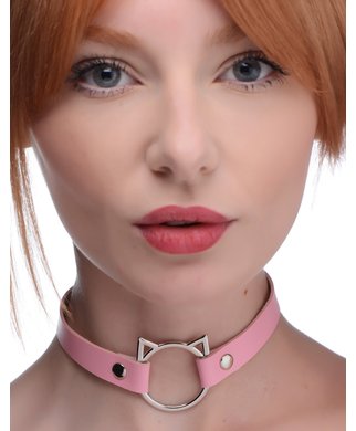 Master Series Kinky Kitty Ring Slim Choker - Pink