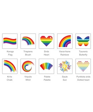 Rainbow Pride ajutine tätoveering (1 tk) - Flag
