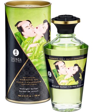 Shunga šildomasis afrodiziakų masažinis aliejus (100 ml) - Midnight Sorbet