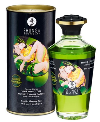 Shunga šildomasis afrodiziakų masažinis aliejus (100 ml) - Žalioji arbata