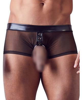 Svenjoyment black sheer mesh boxer briefs with cock ring - S