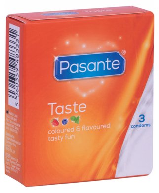 Pasante Taste prezervatyvai (3 / 12 / 144 vnt.) - 3 skoniai/3 vnt.