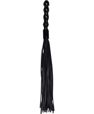 Zado black leather whip with wooden handle - Black