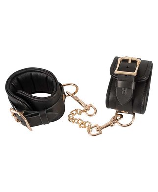 Zado Leather Handcuffs with Gold-coloured Chain - Black
