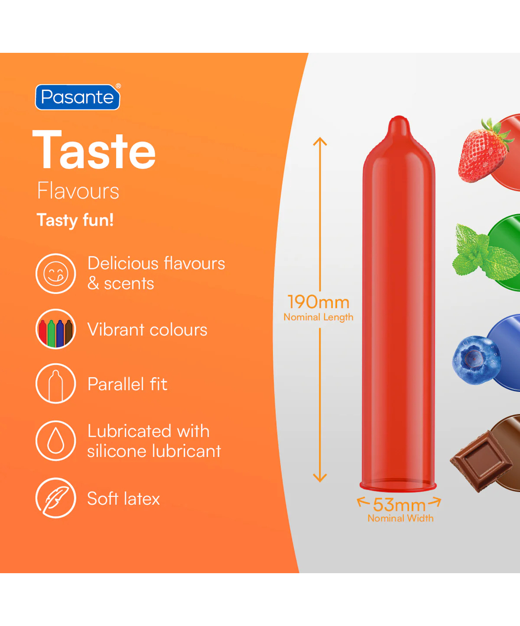 Pasante Taste prezervatyvai 3 / 12 / 144 vnt.